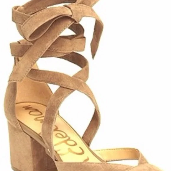 Sam Edelman Sheri Camel Suede Ankle Wrap Tie - Picture 2 of 3